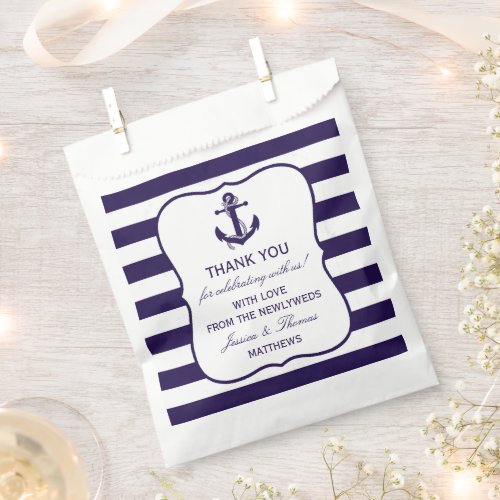 The Nautical Anchor Navy Stripe Wedding Collection Favor Bag