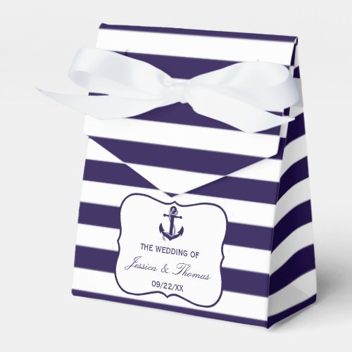 The Nautical Anchor Navy Stripe Wedding Collection Favor Boxes