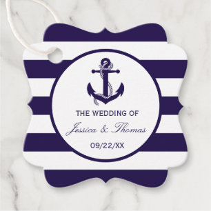 The Nautical Anchor Navy Stripe Wedding Collection Favor Tags