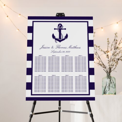 The Nautical Anchor Navy Stripe Wedding Collection Foam Board