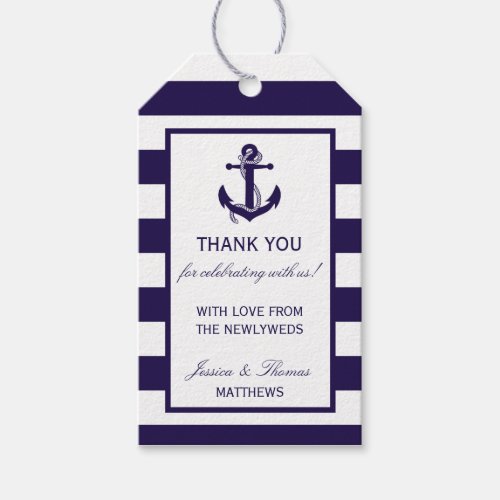 The Nautical Anchor Navy Stripe Wedding Collection Gift Tags