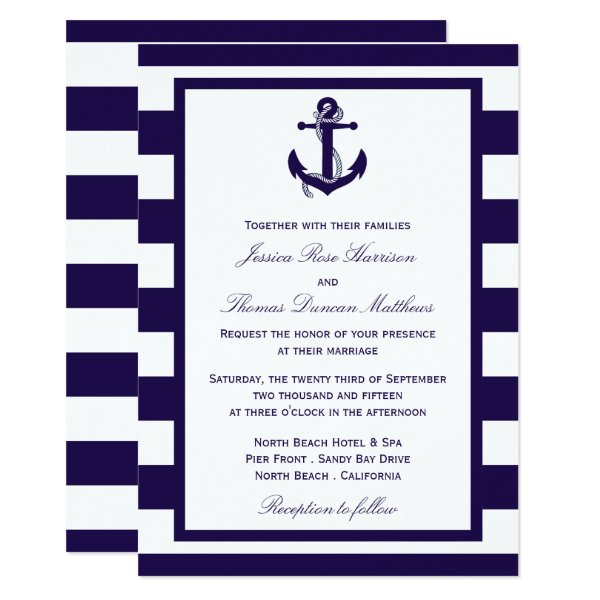 256243584002469814 The Nautical Anchor Navy Stripe Wedding Collection Invitation