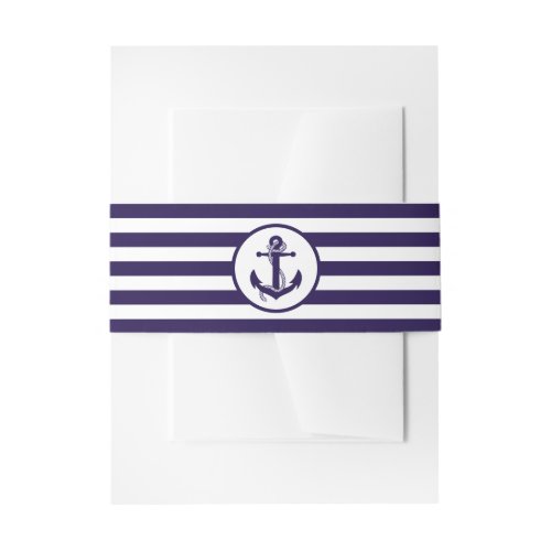 The Nautical Anchor Navy Stripe Wedding Collection Invitation Belly Band