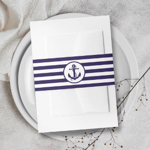 The Nautical Anchor Navy Stripe Wedding Collection Invitation Belly Band