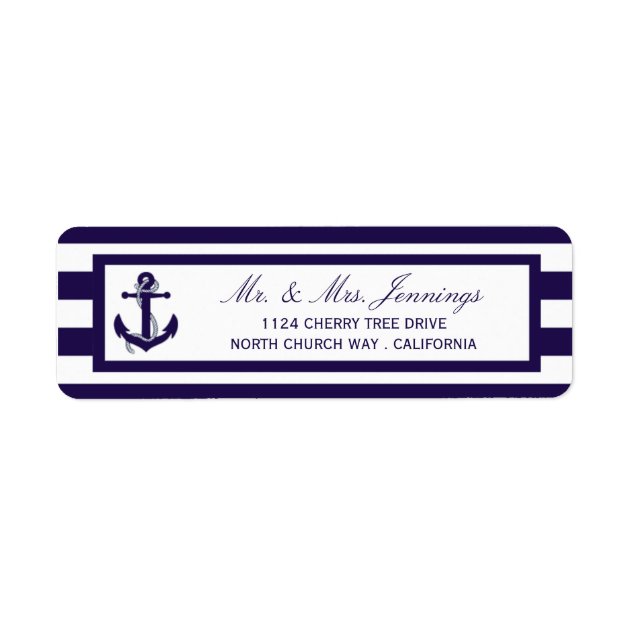 The Nautical Anchor Navy Stripe Wedding Collection Label