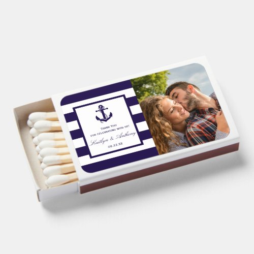 The Nautical Anchor Navy Stripe Wedding Collection Matchboxes