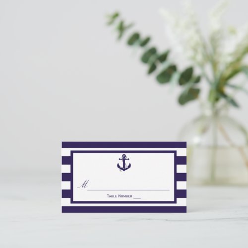 The Nautical Anchor Navy Stripe Wedding Collection Place Card