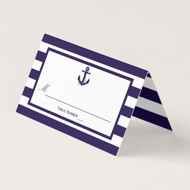 The Nautical Anchor Navy Stripe Wedding Collection Place Card
