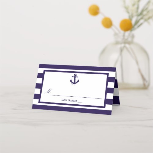 The Nautical Anchor Navy Stripe Wedding Collection Place Card
