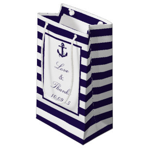 The Nautical Anchor Navy Stripe Wedding Collection Small Gift Bag