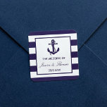 The Nautical Anchor Navy Stripe Wedding Collection Square Sticker<br><div class="desc">The nautical anchor navy stripe wedding collection is perfect for any couple planning a romantic marriage by the sea. 
 
 These invitation seals can be personalized for your special occasion and would make the perfect label for any wedding,  bridal shower,  engagement party,  birthday party and much,  much more.</div>