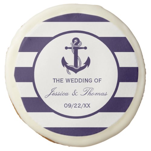 The Nautical Anchor Navy Stripe Wedding Collection Sugar Cookie