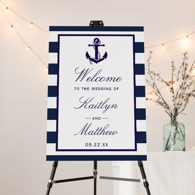 The Nautical Anchor Wedding Collection Welcome Foam Board (In Situ (Stand))