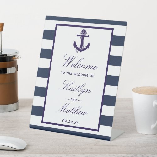 The Nautical Anchor Wedding Collection Welcome Pedestal Sign