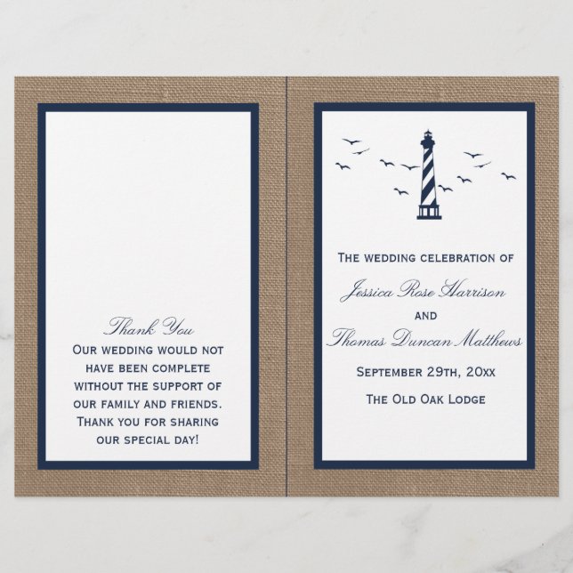 The Nautical Lighthouse Burlap Wedding Collection (Front)