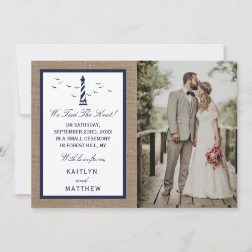 The Nautical Lighthouse Burlap Wedding Collection Announcement