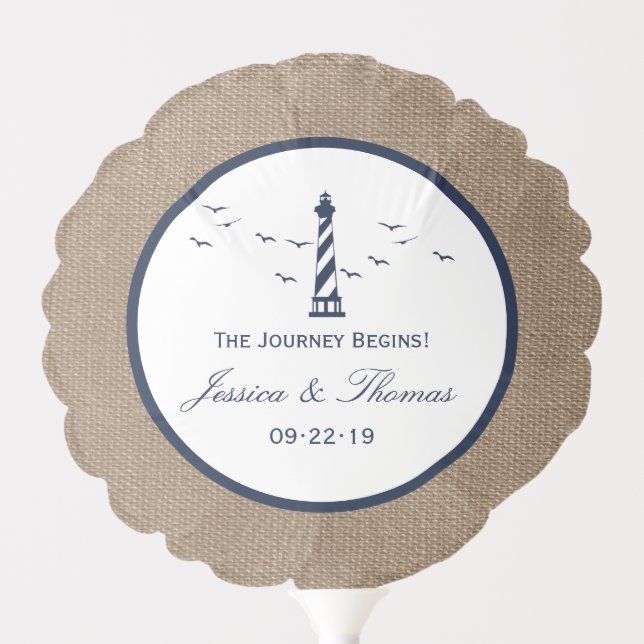 The Nautical Lighthouse Burlap Wedding Collection Balloon (Front)