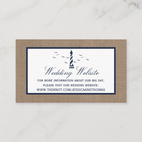 The Nautical Lighthouse Burlap Wedding Collection Enclosure Card