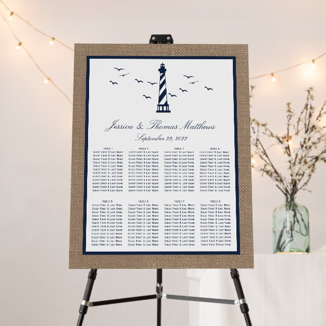 The Nautical Lighthouse Burlap Wedding Collection Foam Board (In Situ (Stand))