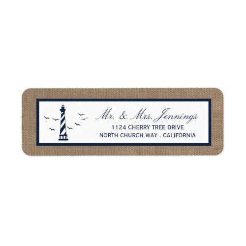 The Nautical Lighthouse Burlap Wedding Collection Label