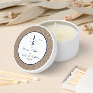 The Nautical Lighthouse Burlap Wedding Collection Mini Candle Favors