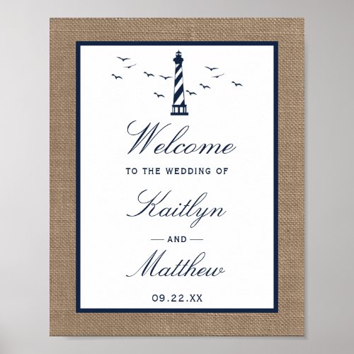 The Nautical Lighthouse Burlap Wedding Collection Poster