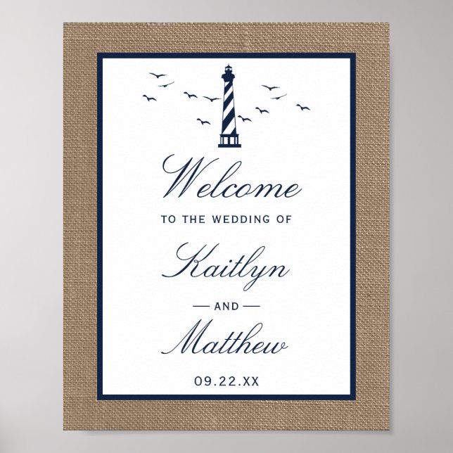 The Nautical Lighthouse Burlap Wedding Collection Poster (Front)
