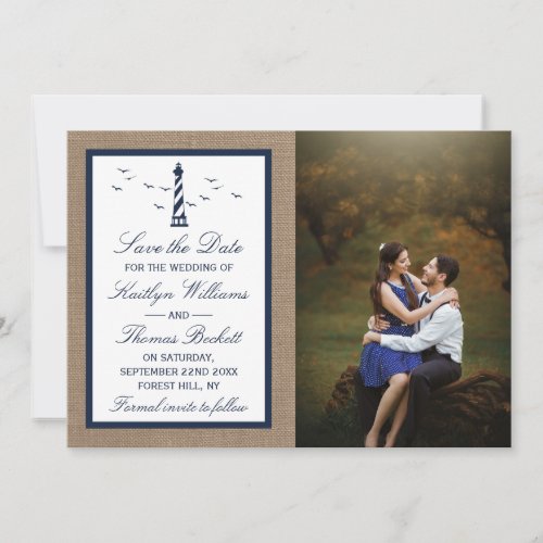 The Nautical Lighthouse Burlap Wedding Collection Save The Date