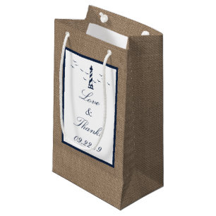 The Nautical Lighthouse Burlap Wedding Collection Small Gift Bag