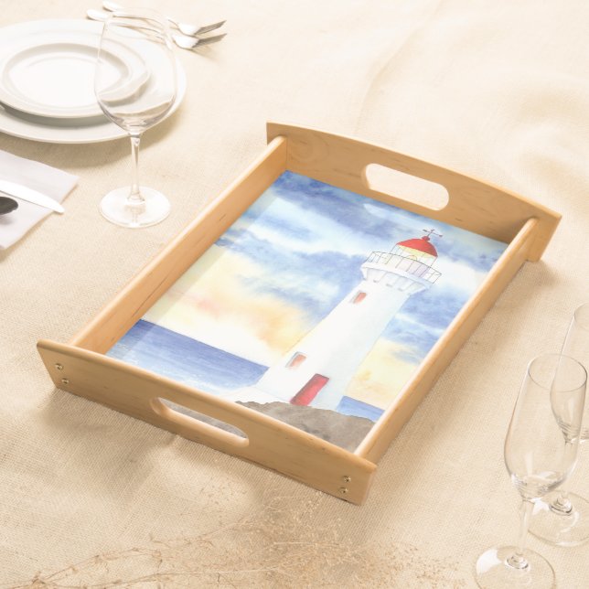 The Nautical Lighthouse Mountains Serving Tray (Front)