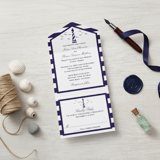 The Nautical Lighthouse Wedding Collection All In One Invitation (Creator Uploaded)