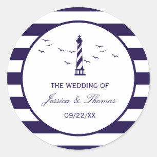 The Nautical Lighthouse Wedding Collection Classic Round Sticker