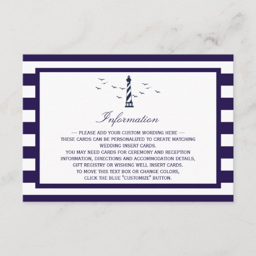 The Nautical Lighthouse Wedding Collection Detail Enclosure Card
