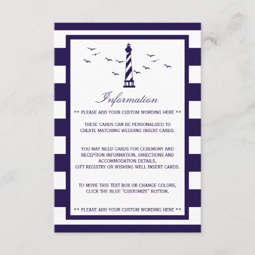 The Nautical Lighthouse Wedding Collection Enclosure Card