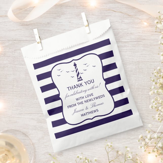 The Nautical Lighthouse Wedding Collection Favor Bag (Clipped)
