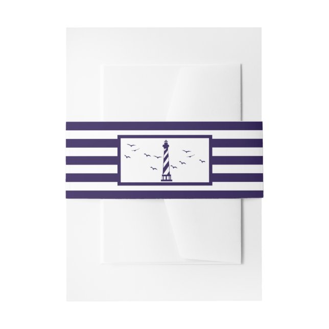 The Nautical Lighthouse Wedding Collection Invitation Belly Band (Front Example)