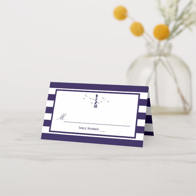 The Nautical Lighthouse Wedding Collection Place Card (Front)