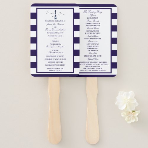 The Nautical Lighthouse Wedding Collection Program Hand Fan