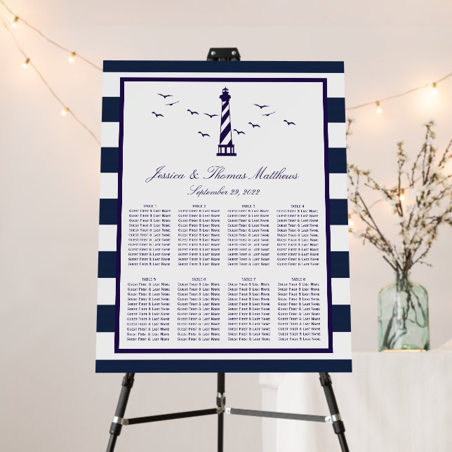 The Nautical Lighthouse Wedding Collection Seating Foam Board (In Situ (Stand))