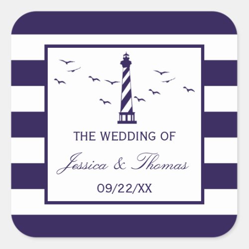 The Nautical Lighthouse Wedding Collection Square Sticker