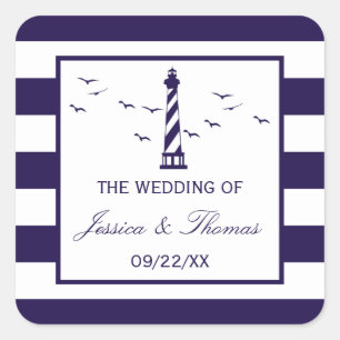 The Nautical Lighthouse Wedding Collection Square Sticker