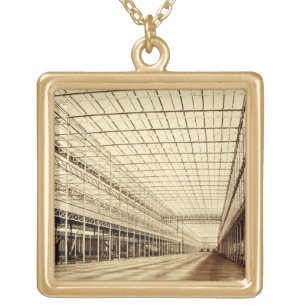 The Nave at Crystal Palace, Hyde Park, March 1852 Gold Plated Necklace