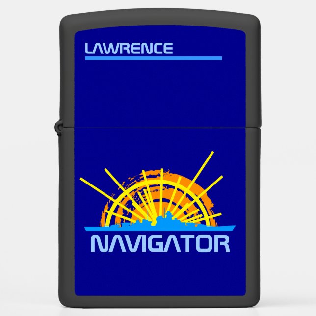 The Navigator, navy man customizable elegant Zippo Lighter (Front)