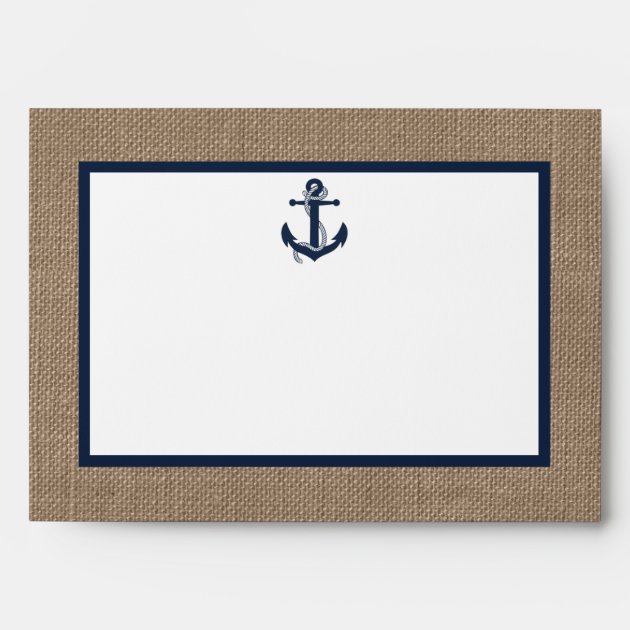 The Navy Anchor On Burlap Beach Wedding Collection Envelope