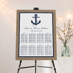 The Navy Anchor On Burlap Beach Wedding Collection Foam Board