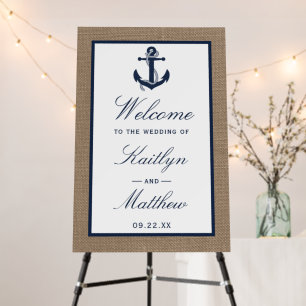 The Navy Anchor On Burlap Beach Wedding Collection Foam Board