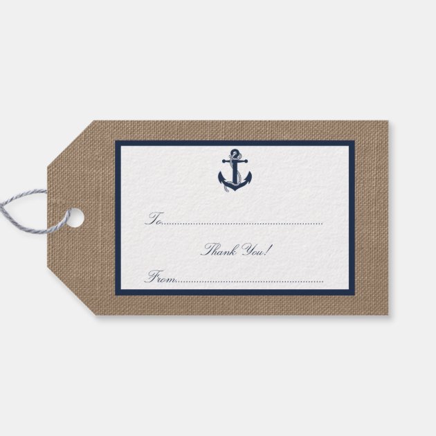 The Navy Anchor On Burlap Beach Wedding Collection Gift Tags