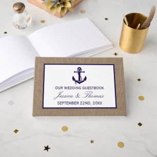 The Navy Anchor On Burlap Beach Wedding Collection Guest Book