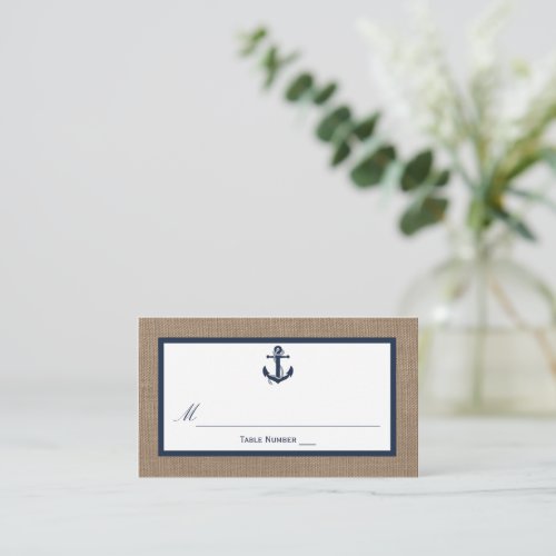 The Navy Anchor On Burlap Beach Wedding Collection Place Card