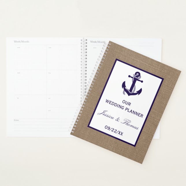 The Navy Anchor On Burlap Beach Wedding Collection Planner (Display)